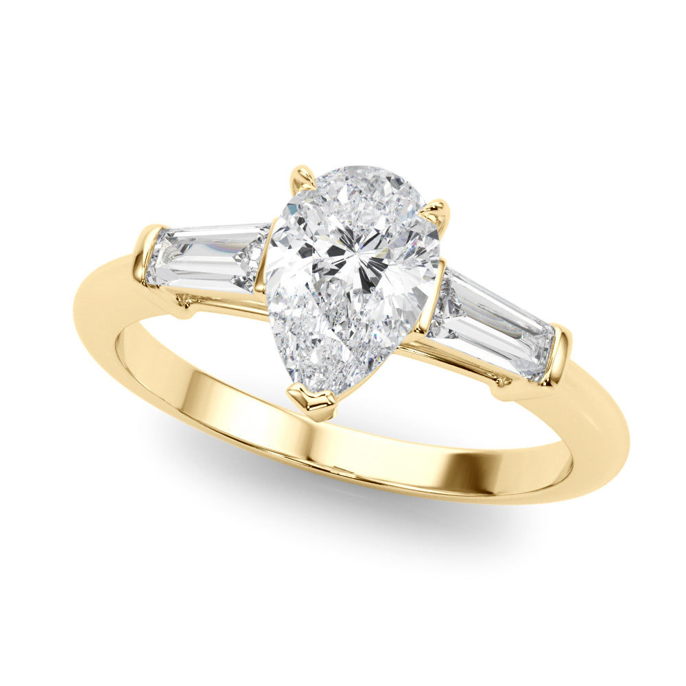 Lab Grown Diamond 3-Stone Pear & Baguette Engagement Ring