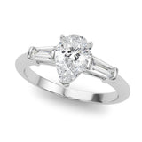 Natural Diamond 3-Stone Pear & Baguette Engagement Ring