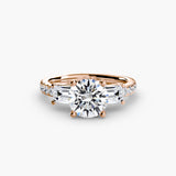 Three-Stone Ring with Pavé Band 4
