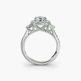Three-Stone Ring with Halo 2