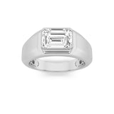 3CTW Emerald Shaped Lab Grown Diamond (G/VS) Mens Ring in 14K White Gold