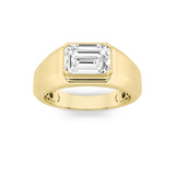3CTW Emerald Shaped Lab Grown Diamond (F/VS) Mens Ring in 14K Yellow Gold