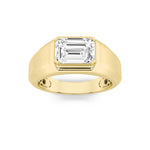 3CTW Emerald Shaped Lab Grown Diamond (G/VS) Mens Ring in 14K Yellow Gold