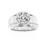2CTW Round Shaped Lab Grown Diamond (F/VS) Mens Ring in 14K White Gold