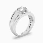 2CTW Round Shaped Lab Grown Diamond (F/VS) Mens Ring in 14K White Gold
