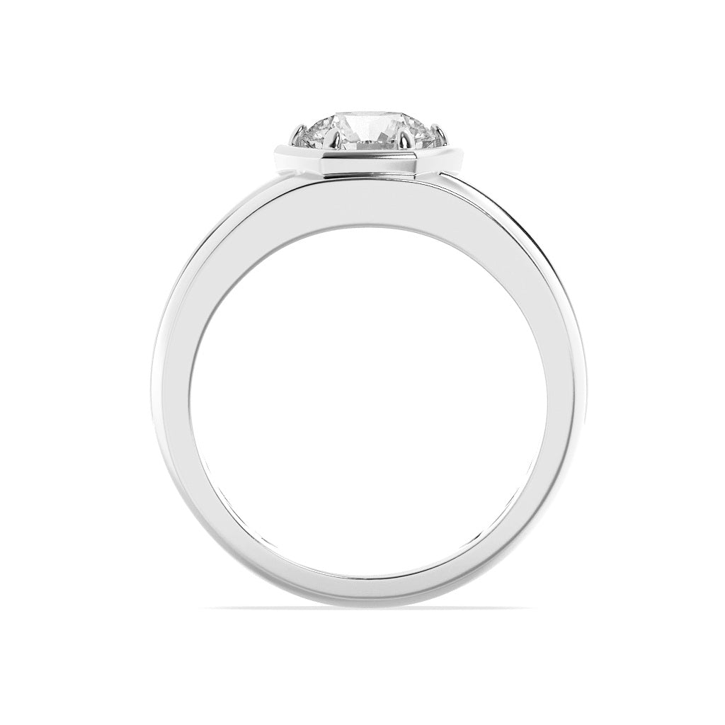 2CTW Round Shaped Lab Grown Diamond (F/VS) Mens Ring in 14K White Gold
