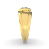 2CTW Round Shaped Lab Grown Diamond (F/VS) Mens Ring in 14K Yellow Gold