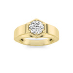2CTW Round Shaped Lab Grown Diamond (F/VS) Mens Ring in 14K Yellow Gold