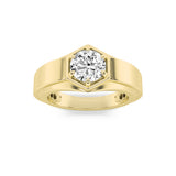 2CTW Round Shaped Lab Grown Diamond (F/VS) Mens Ring in 14K Yellow Gold