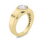 2CTW Round Shaped Lab Grown Diamond (F/VS) Mens Ring in 14K Yellow Gold