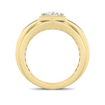 2CTW Round Shaped Lab Grown Diamond (F/VS) Mens Ring in 14K Yellow Gold