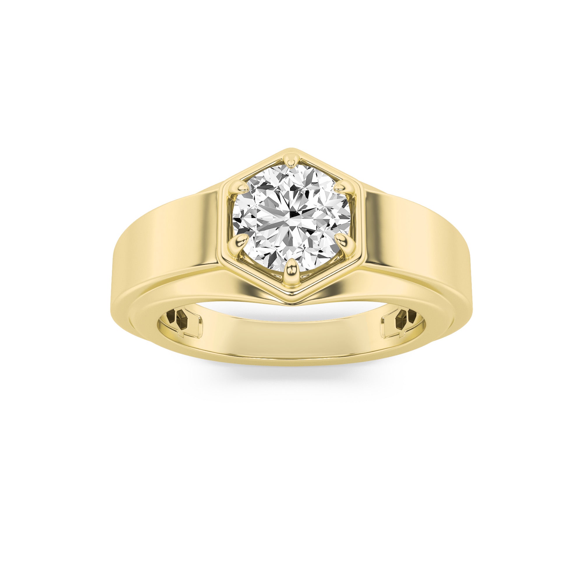 2CTW Round Shaped Lab Grown Diamond (G/VS) Mens Ring in 14K Gold