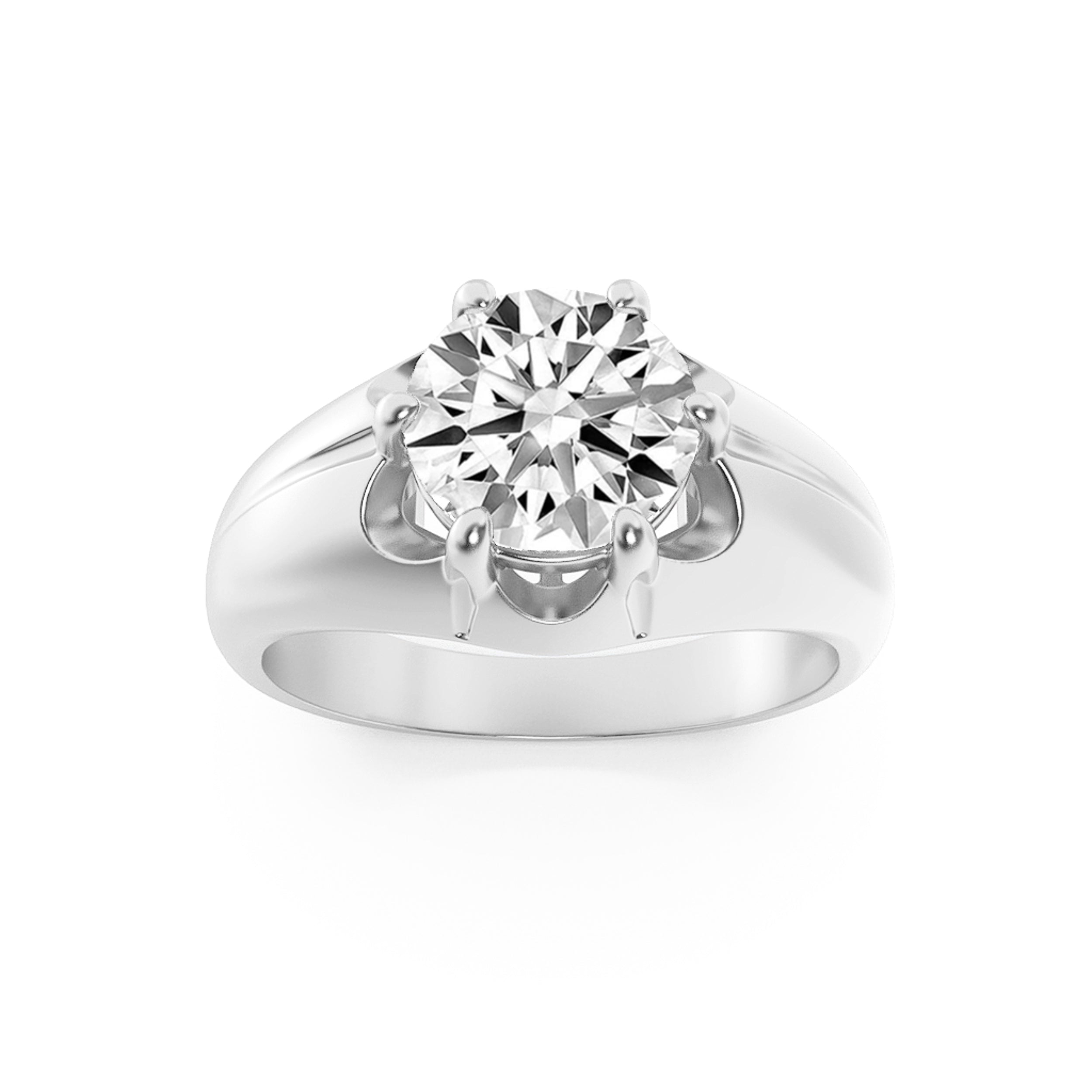 2CTW Round Shaped Lab Grown Diamond (F/VS) Mens Ring in 14K Gold