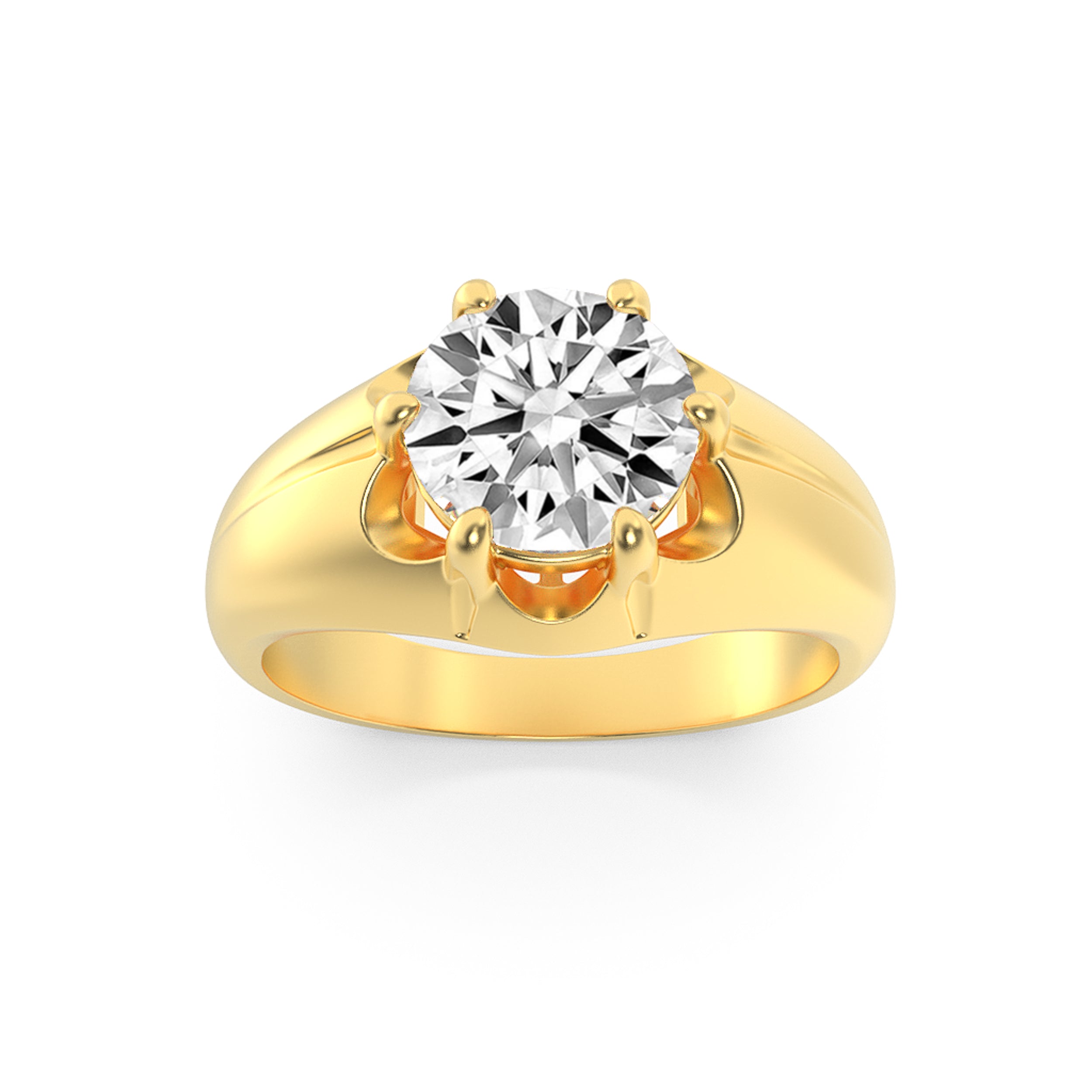 2CTW Round Shaped Lab Grown Diamond (F/VS) Mens Ring in 14K Gold