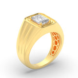 2CTW Emerald Shaped Lab Grown Diamond (G/VS) Mens Ring in 14K Yellow Gold