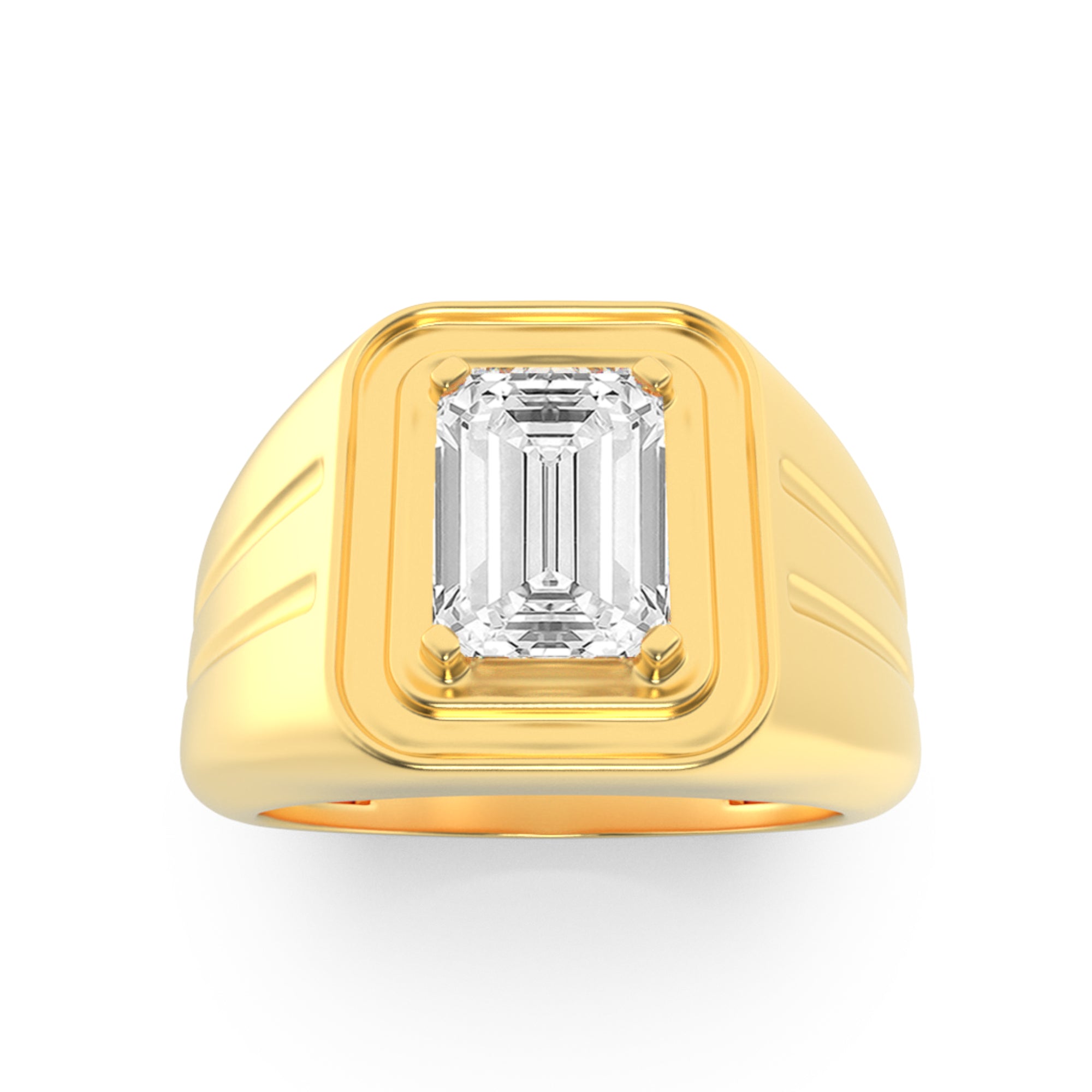 2CTW Radiant Shaped Lab Grown Diamond (F/VS) Mens Ring in 14K Gold