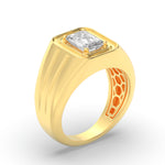 2CTW Radiant Shaped Lab Grown Diamond (F/VS) Mens Ring in 14K Gold