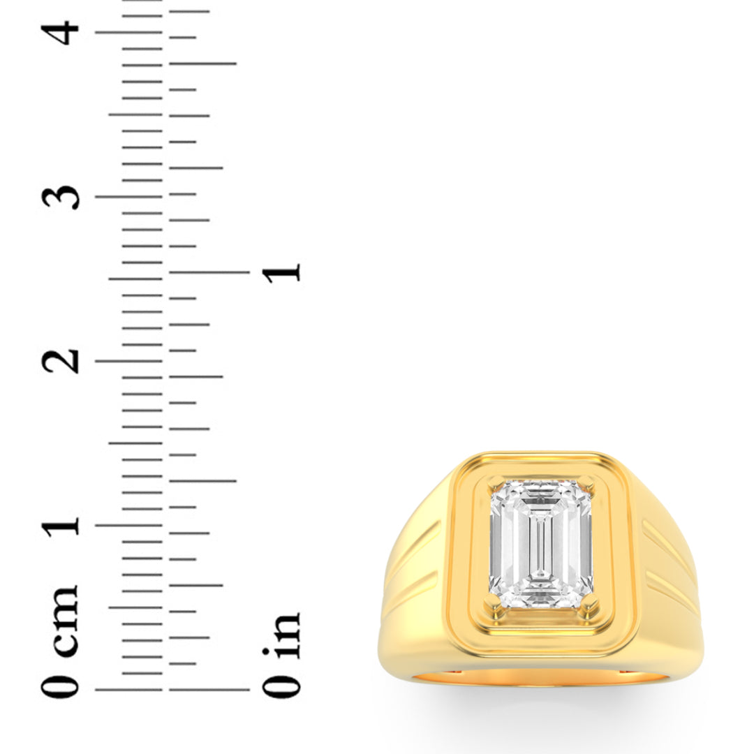 2CTW Radiant Shaped Lab Grown Diamond (F/VS) Mens Ring in 14K Gold