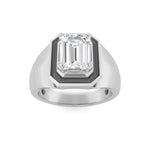 3CTW Emerald Shaped Lab Grown Diamond (F/VS) Mens Ring in 14K Gold