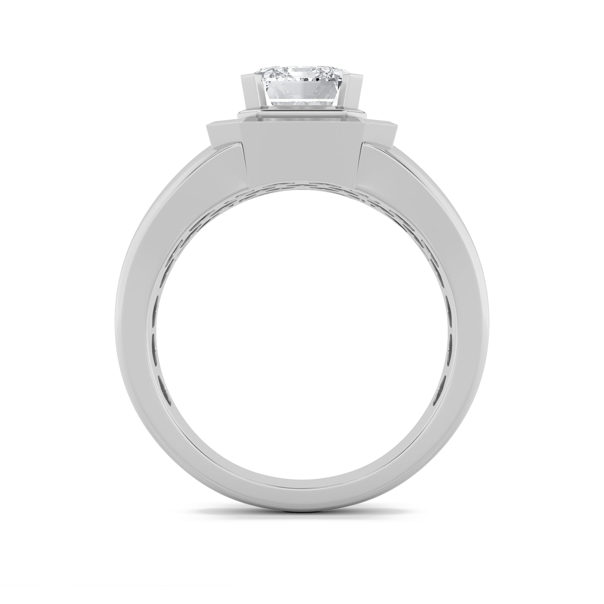 3CTW Emerald Shaped Lab Grown Diamond (F/VS) Mens Ring in 14K Gold