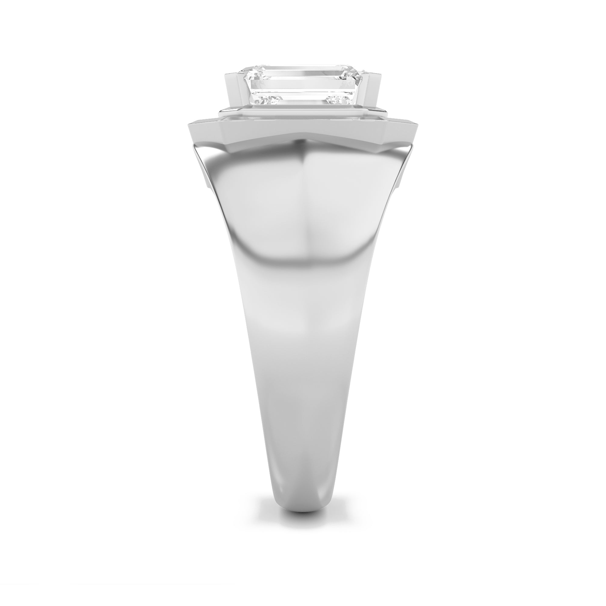 3CTW Emerald Shaped Lab Grown Diamond (F/VS) Mens Ring in 14K Gold