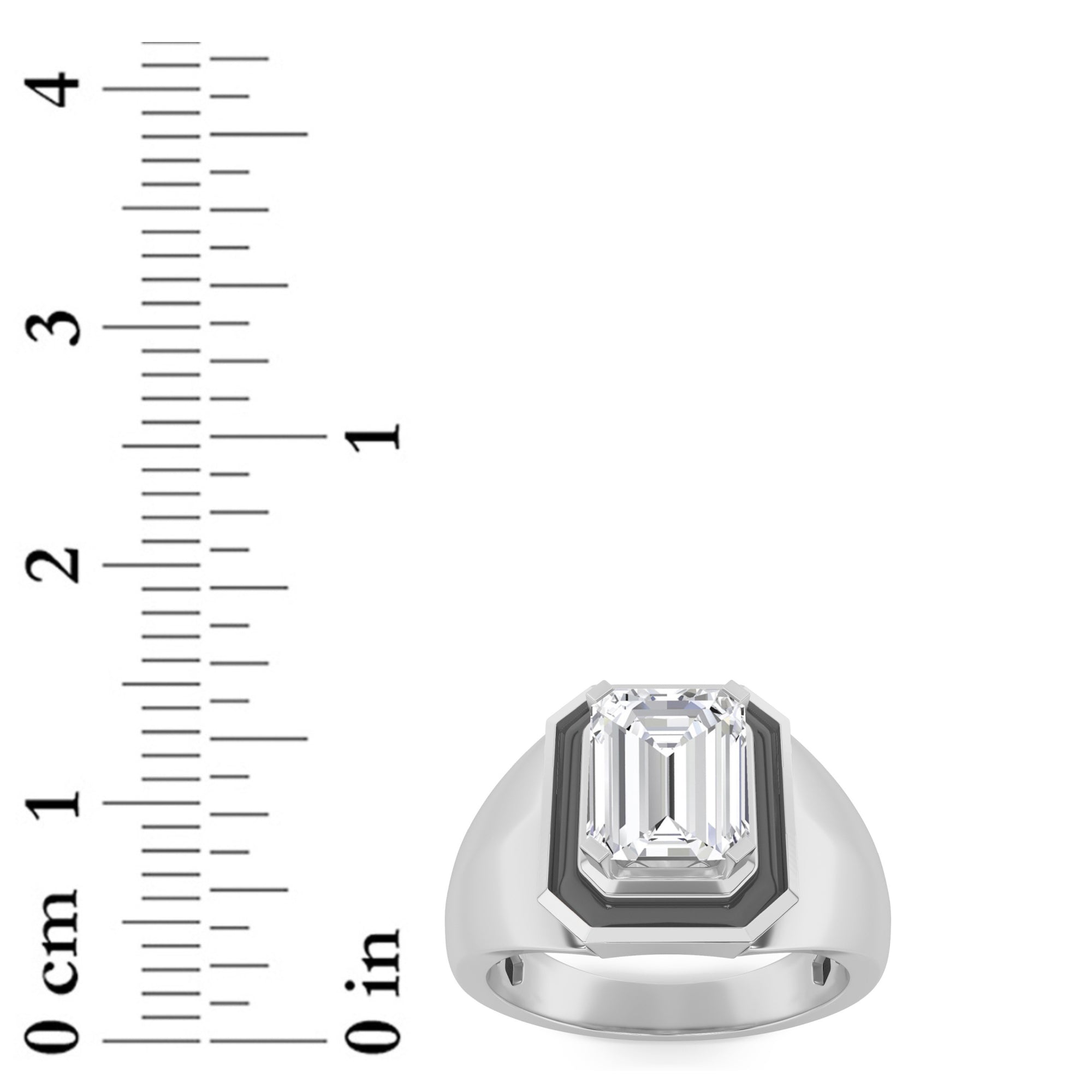 3CTW Emerald Shaped Lab Grown Diamond (F/VS) Mens Ring in 14K Gold