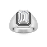 3CTW Emerald Shaped Lab Grown Diamond (G/VS) Mens Ring in 14K White Gold