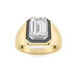 3CTW Emerald Shaped Lab Grown Diamond (F/VS) Mens Ring in 14K Yellow Gold