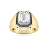 3CTW Emerald Shaped Lab Grown Diamond (F/VS) Mens Ring in 14K Yellow Gold