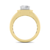 3CTW Emerald Shaped Lab Grown Diamond (F/VS) Mens Ring in 14K Yellow Gold
