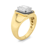 3CTW Emerald Shaped Lab Grown Diamond (F/VS) Mens Ring in 14K Gold