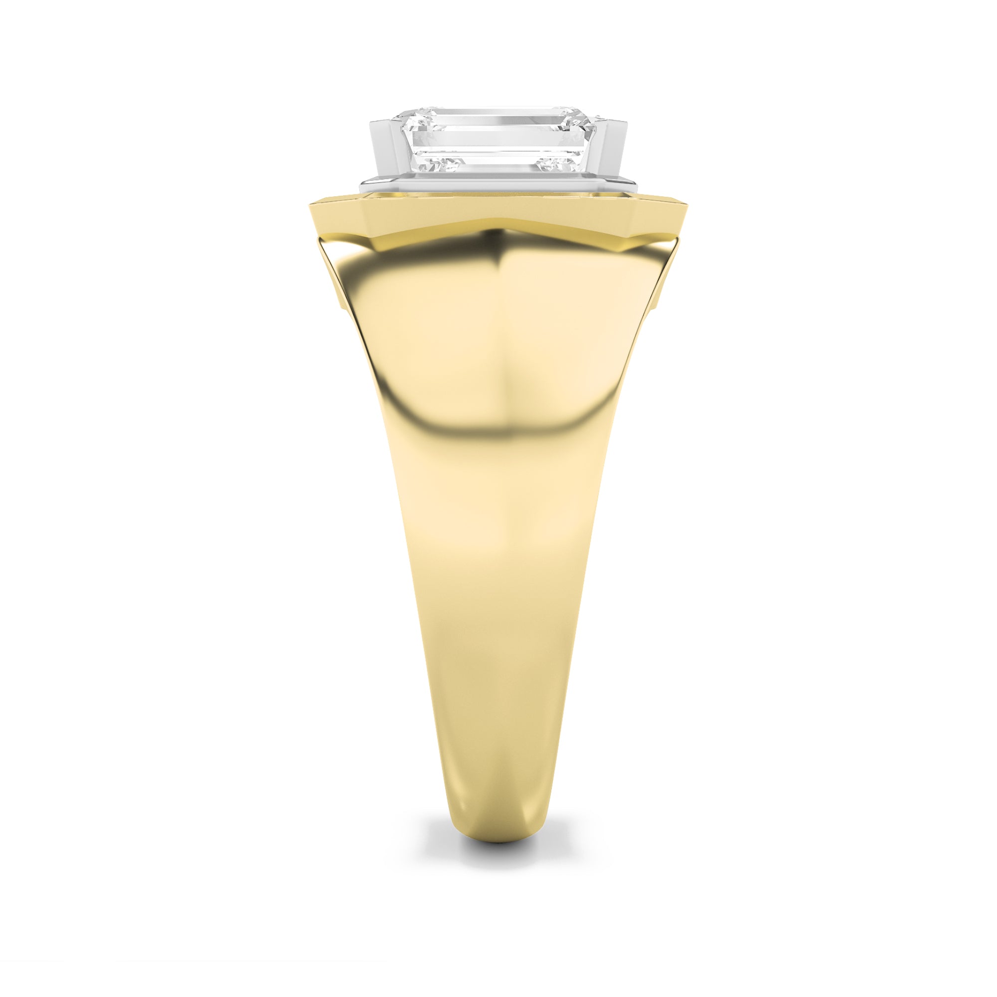 3CTW Emerald Shaped Lab Grown Diamond (F/VS) Mens Ring in 14K Gold