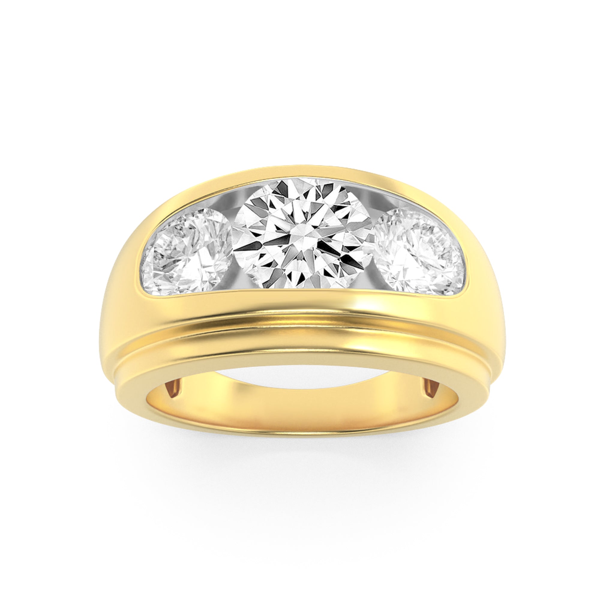 3CTW Round Shaped Lab Grown Diamond (G/VS) Mens Ring in 14K Gold
