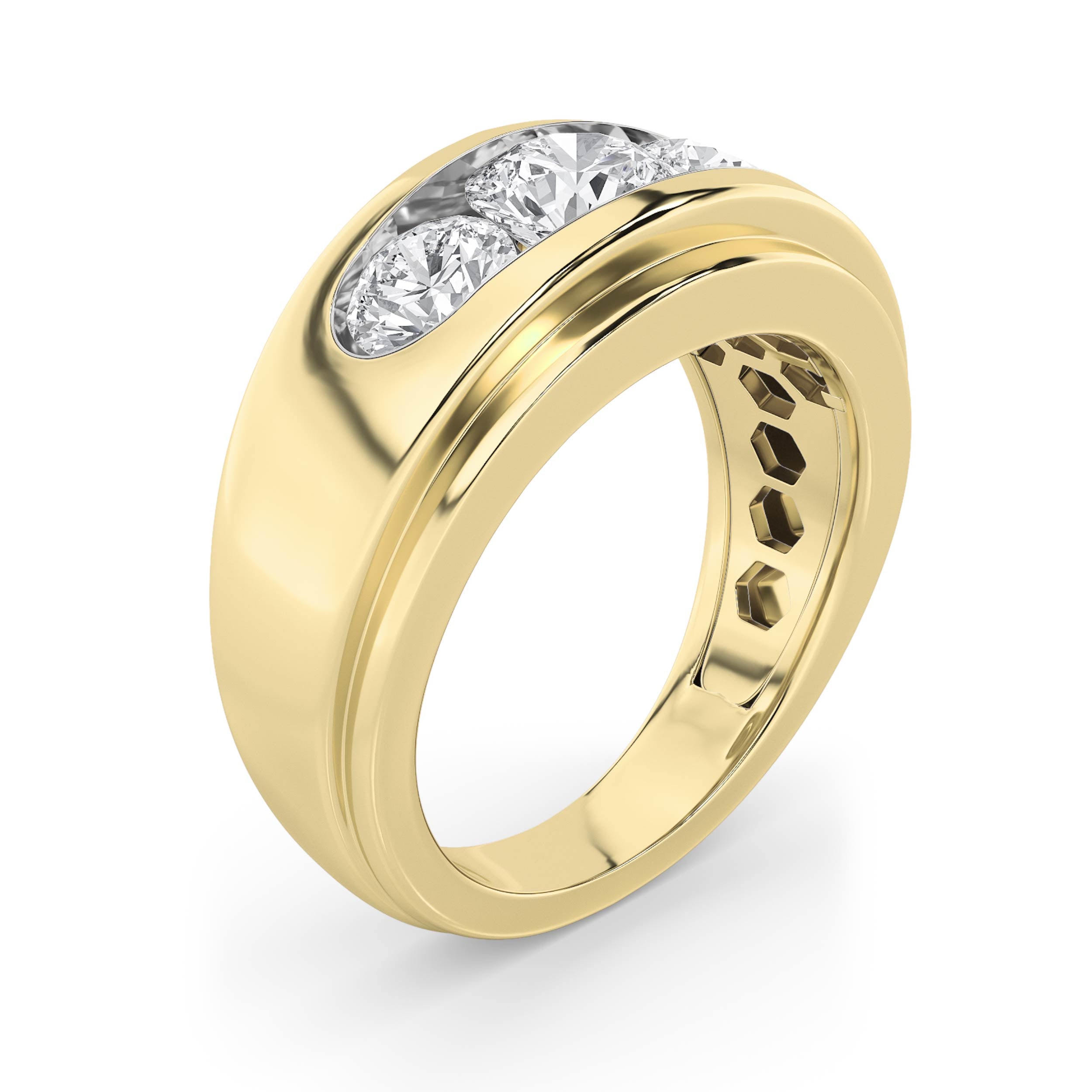 3CTW Round Shaped Lab Grown Diamond (G/VS) Mens Ring in 14K Gold