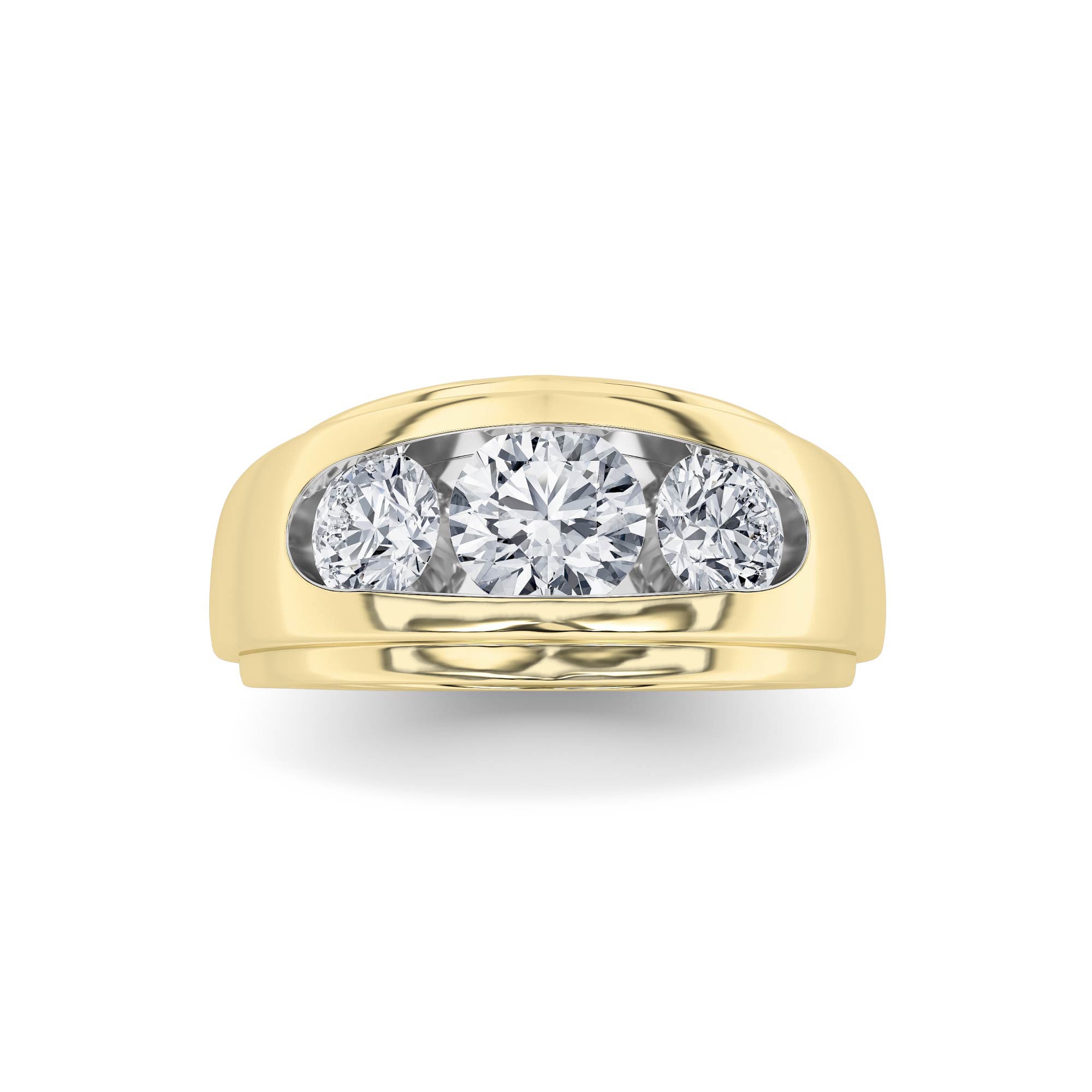 3CTW Round Shaped Lab Grown Diamond (G/VS) Mens Ring in 14K Gold