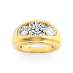 3CTW Round Shaped Lab Grown Diamond (F/VS) Mens Ring in 14K Yellow Gold