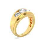 3CTW Round Shaped Lab Grown Diamond (F/VS) Mens Ring in 14K Yellow Gold