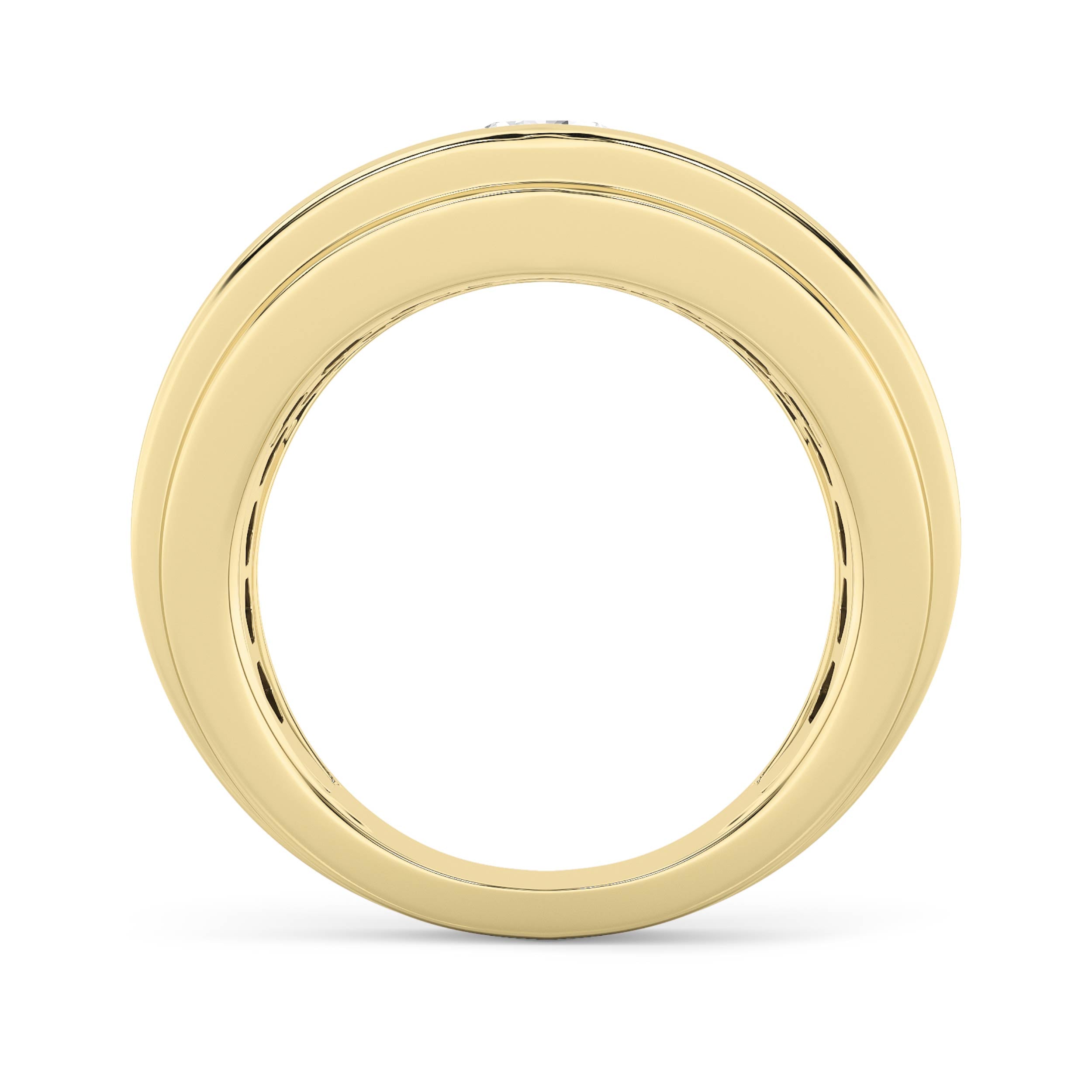 3CTW Round Shaped Lab Grown Diamond (F/VS) Mens Ring in 14K Yellow Gold