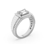 2.5CTW Emerald Shaped Lab Grown Diamond (F/VS) Mens Ring in 14K Gold