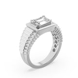 2.5CTW Emerald Shaped Lab Grown Diamond (F/VS) Mens Ring in 14K Gold