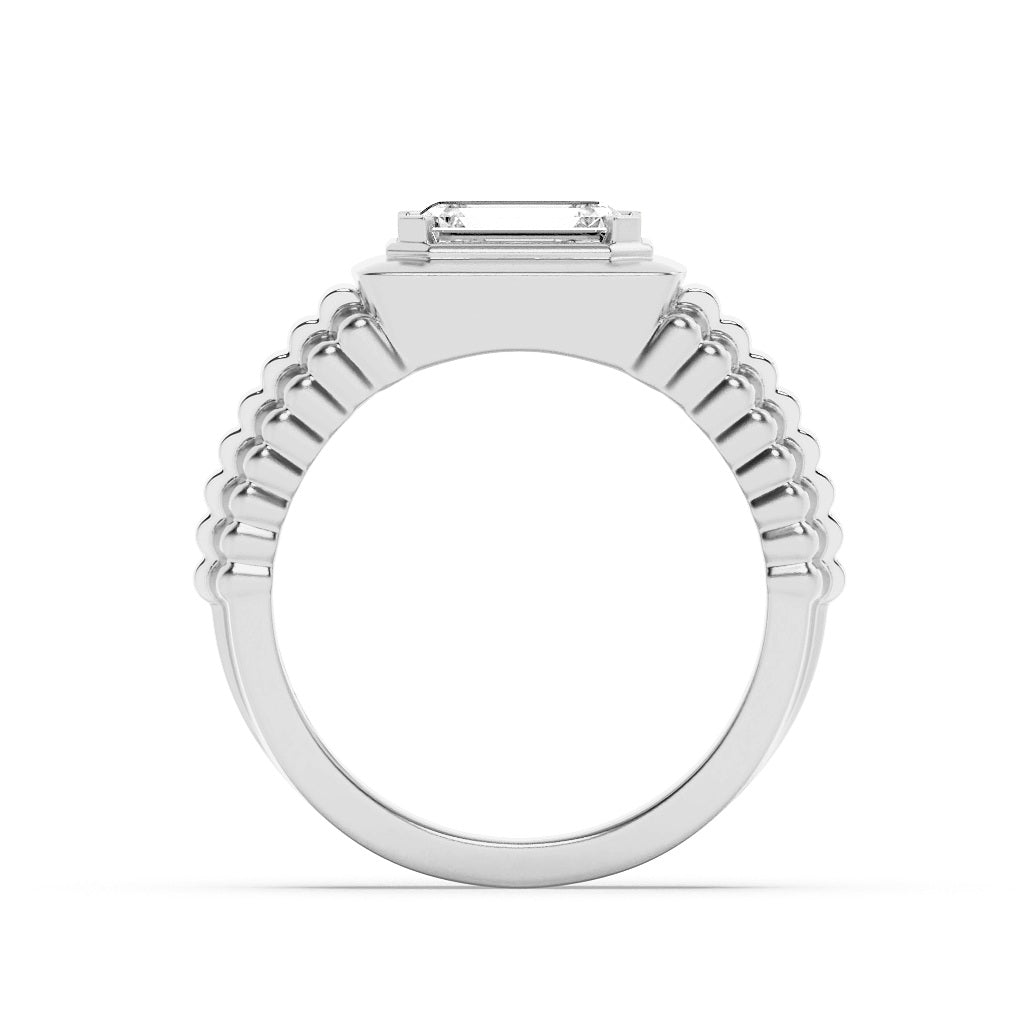 2.5CTW Emerald Shaped Lab Grown Diamond (F/VS) Mens Ring in 14K Gold