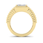 2.5CTW Emerald Shaped Lab Grown Diamond (F/VS) Mens Ring in 14K Yellow Gold