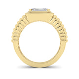 2.5CTW Emerald Shaped Lab Grown Diamond (F/VS) Mens Ring in 14K Yellow Gold