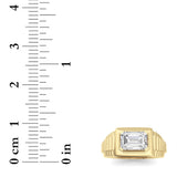 2.5CTW Emerald Shaped Lab Grown Diamond (F/VS) Mens Ring in 14K Yellow Gold