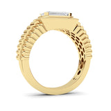 2.5CTW Emerald Shaped Lab Grown Diamond (F/VS) Mens Ring in 14K Yellow Gold