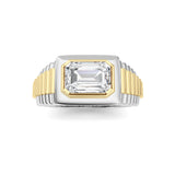 2.5CTW Emerald Shaped Lab Grown Diamond (F/VS) Mens Ring in 14K Gold