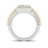 2.5CTW Emerald Shaped Lab Grown Diamond (F/VS) Mens Ring in 14K Gold