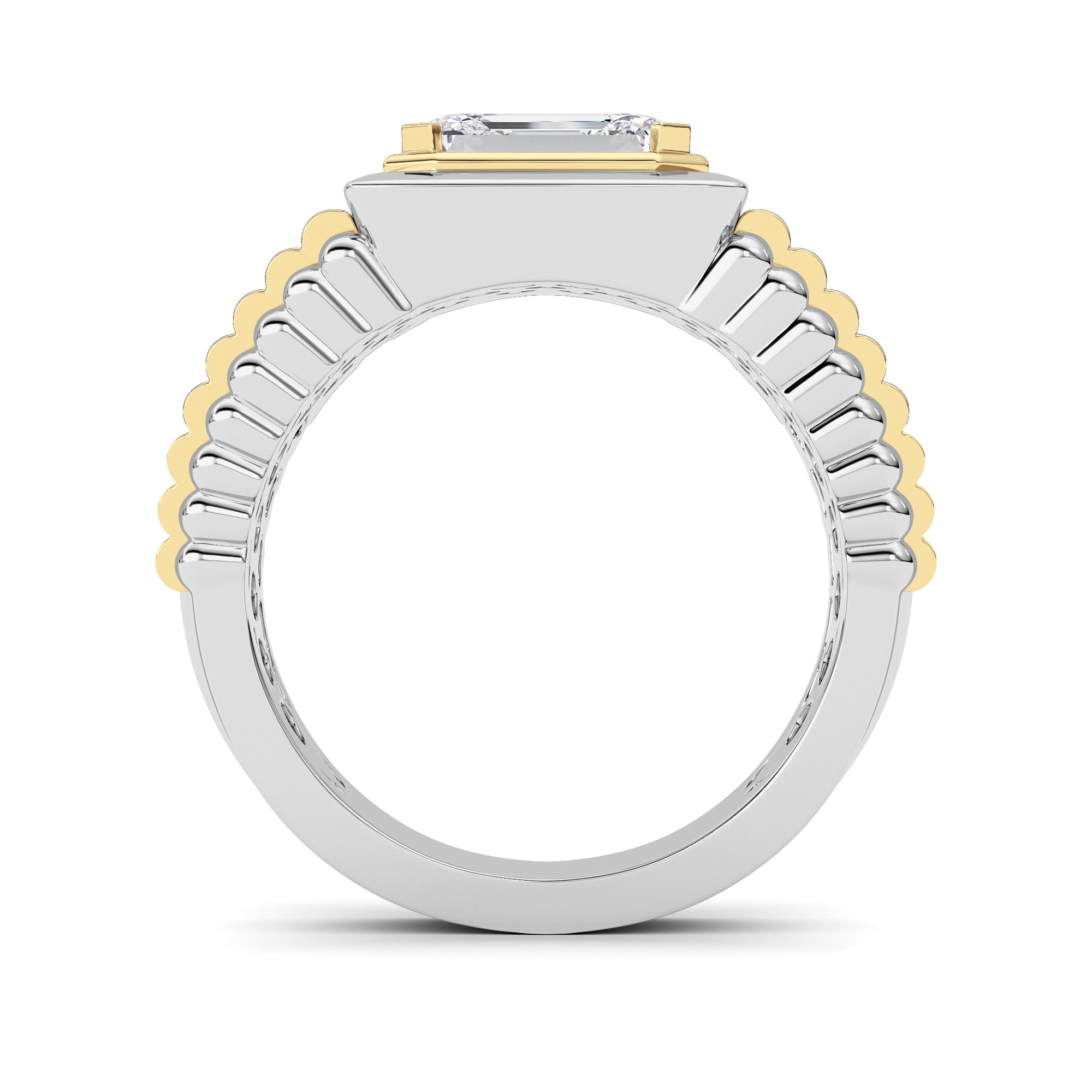 2.5CTW Emerald Shaped Lab Grown Diamond (F/VS) Mens Ring in 14K Gold