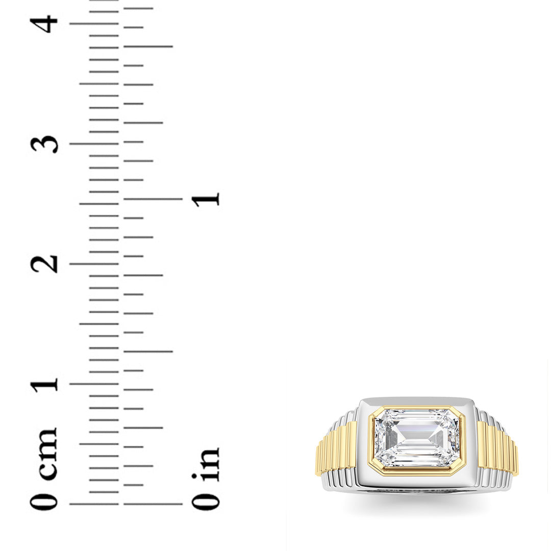 2.5CTW Emerald Shaped Lab Grown Diamond (F/VS) Mens Ring in 14K Gold