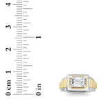 2.5CTW Emerald Shaped Lab Grown Diamond (F/VS) Mens Ring in 14K Gold
